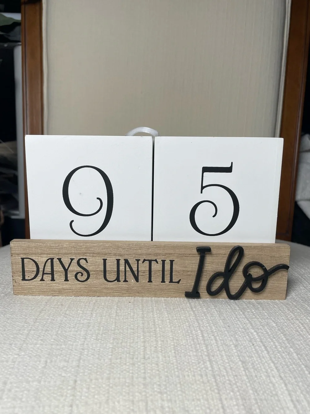 Wooden 'Days Until I Do' Wedding Countdown Blocks - White & Natural